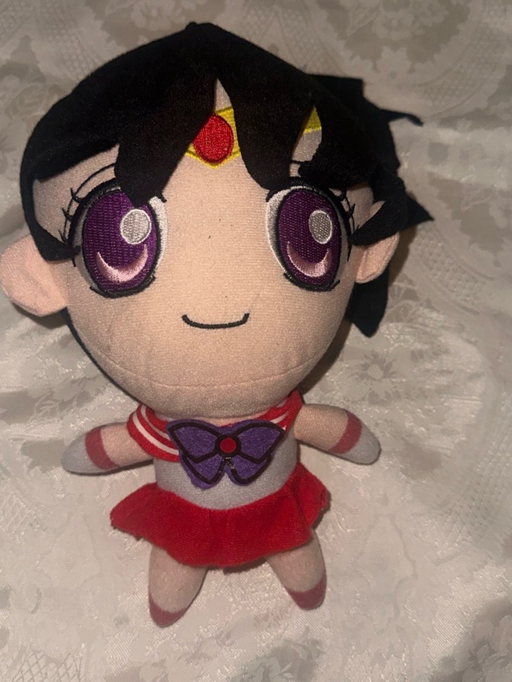 Purple-Eyed Sailor Plush Doll with Red Outfit